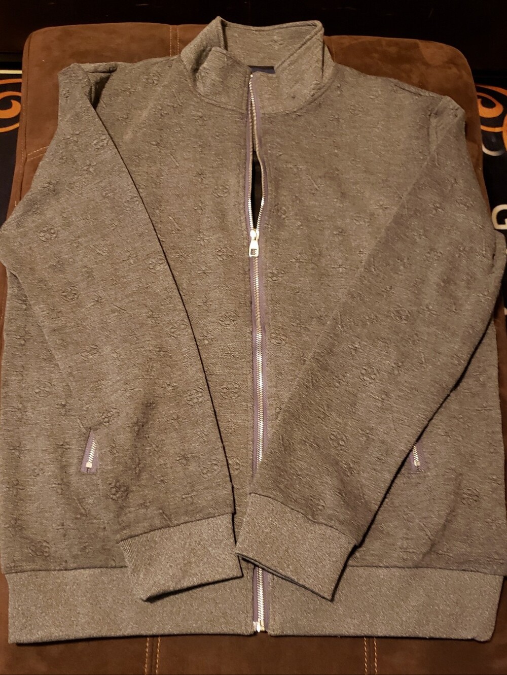 Louis Vuitton Monogram Embossed Track Top Gray Jacket